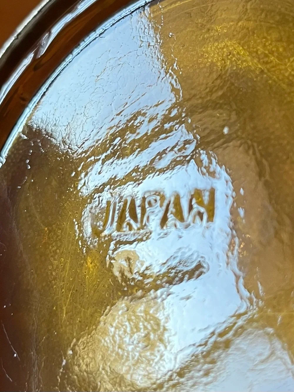 Vintage Amber Glass Ice Bucket with Caged Leaf and Handle